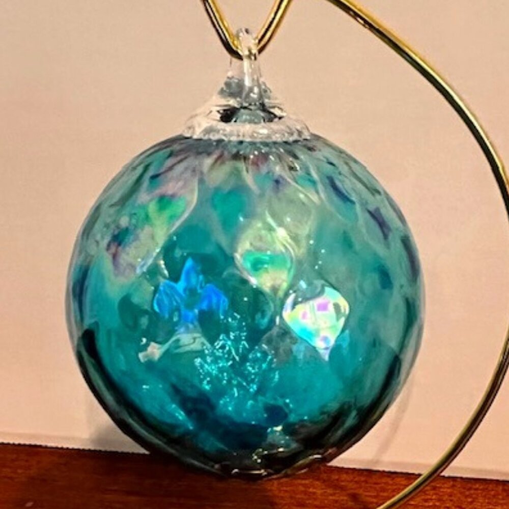 Glass Eye Studio Birthstone (December) Blue Topaz Diamond Facet Ornament